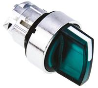 Schneider Electric Head for illuminated selector switch, Harmony XB4, metal, green handle, 22 mm, universal LED, 2 positions, stay put