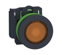 Schneider Electric Illuminated push button, Harmony XB5, antimicrobial, plastic, orange, 30mm, universal LED, 1NO + 1NC, 24V AC DC