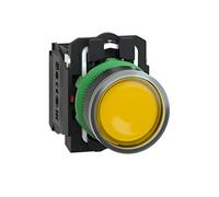 Schneider Electric Illuminated push button, Harmony XB5, plastic, orange flush, 22mm, universal LED, plain lens, 1NO + 1NC, 230...240V AC