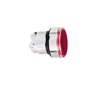 Schneider Electric Illuminated push button head, Harmony XB4, metal, flush, red, 22 mm, spring return, plain lens for BA9s bulb