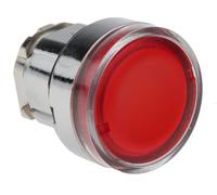 Schneider Electric Illuminated push button head, Harmony XB4, metal, flush, red, 22 mm, spring return, plain lens for BA9s bulb