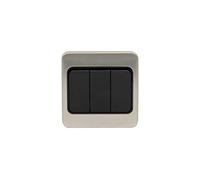 Schneider Electric Lisse Screwless Deco - 3 Gang Wide Rocker 2 Way Light Switch, 10AX, GGBL1032WBSS, Stainless Steel with Black Insert