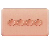 Schneider Electric Lisse Screwless Deco - 4 Gang 2 Way Universal Dimmer Light Switch, 250 W/VA, GGBL6042CLCS, Light Copper