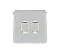 Schneider Electric Lisse Screwless Deco - Double 2 Way Light Switch, 10AX, GGBL1022WPC, Polished Chrome with White Insert