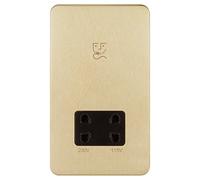 Schneider Electric Lisse Screwless Deco - Double Shaver Socket, Dual Voltage, 115/230V GGBL7090BSBS, Satin Brass with Black Insert
