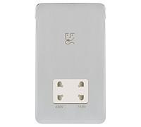 Schneider Electric Lisse Screwless Deco - Double Shaver Socket, Dual Voltage, 115/230V GGBL7090WPCS, Polished Chrome with White Insert