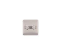 Schneider Electric Lisse Screwless Deco - Double Universal 2 Way Dimmer Light Switch, 250W/VA, GGBL6022CSSS, Stainless Steel