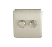Schneider Electric Lisse Screwless Deco GGBL6022LMSSS LED Universal Dimmer 2 Gang 2 way 100W SS display pack