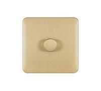 Schneider Electric Lisse Screwless Deco - Single 1 Way Dimmer Light Switch, Mains, 250 W, GGBL6011CSBS, Satin Brass
