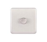 Schneider Electric Lisse Screwless Deco - Single 1 Way Dimmer Light Switch, Mains, 250 W, GGBL6011CSSS, Stainless Steel