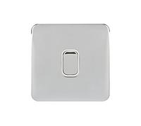 Schneider Electric Lisse Screwless Deco - Single 2 Way Light Switch, 10AX, GGBL1012WPC, Polished Chrome with White Insert