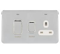 Schneider LSD 45A Double Pole CCU w LEDInd White Insert - Polished Chrome - GGBL4001WPC