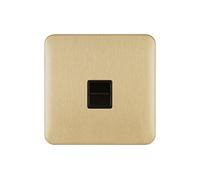Schneider Electric Lisse Screwless Deco - Single Telephone Socket, Secondary, 240V GGBL7062BSB, Satin Brass with Black Insert