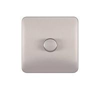 Schneider Electric Lisse Screwless Deco - Single Universal 2 Way Dimmer Light Switch, 400W/VA, GGBL6012CSSS, Stainless Steel