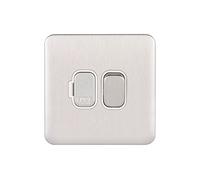 Schneider LSD 13A Double Pole Switched Fused Spur White Insert Stainless Steel - GGBL5010WSS