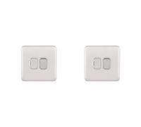 Schneider Electric Lisse Screwless Deco - Switched Single Fused Connection Unit, 13A, GGBL5010WSS, Stainless Steel with White Insert (Pack of 2)