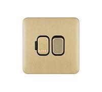 Schneider Electric Lisse Screwless Deco - Switched Single Fused Connection Unit, Double Pole 13 A, GGBL5010BSB, Satin Brass with Black Insert