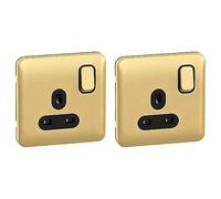 Schneider Electric Lisse Screwless Deco - Switched Single Power Socket, 13A, Single Pole, GGBL3010BSB, Satin Brass with Black Insert (Pack of 2)