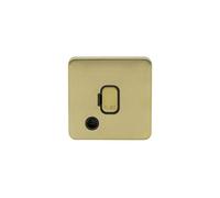 Schneider Electric Lisse Screwless Deco - Unswitched Single Fused Connection Unit with Flex Outlet, 13A, GGBL5003BSB, Satin Brass with Black Insert