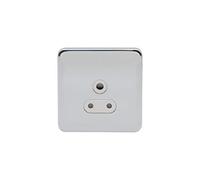 Schneider Electric Lisse Screwless Deco - Unswitched Single Power Socket, Round Pin, 5 A, GGBL3080WPC, Polished Chrome with White Insert