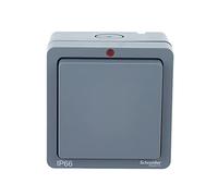 Schneider Electric Lisse Weatherproof IP66 2 gang Switch Enclosure to enable fitting of standard grid module (2 x 1gang dolly, 1 x dumb plate, 1 LED indicator, 0 module) - LWPIUKIT