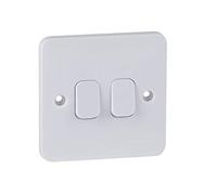 Schneider Electric - Lisse White Moulded, Double 2 Way Light Switch, 10AX, GGBL1022, White, Pack of 10
