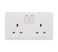 Schneider Electric - Lisse White Moulded, Switched Double Power Socket, Double Pole, 13A,GGBL3020DS, White