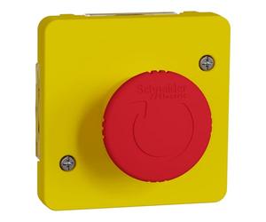 Schneider Electric MUR35053 Mureva STYL Mureva STYL 1/4 Turn Emergency Stop IP55 IK08 Yellow Stop URG 1 4 Compo