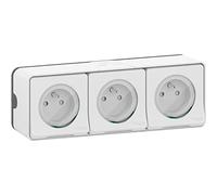 Schneider Electric Mureva Style MUR36039 Triple Socket Pre-Wired 2P+T Standard FR 16 A IP55 Quick Connection Surface-Mounted IP55 IK08 White