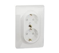 Schneider Electric NU206718 Unica - Double Socket 2P+T for 1P Box - DE - Screw - White - Mechanic + Plate