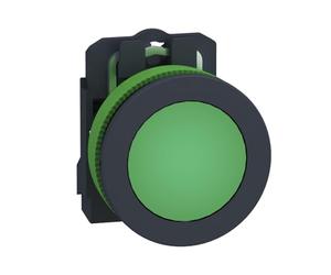 Schneider Electric Pilot light, Harmony XB5, antimicrobial, grey plastic, green flush mounted, 30mm, universal LED, plain lens, 24V AC DC