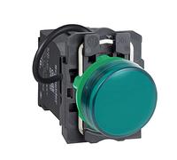 Schneider Electric Pilot light, Harmony XB5, green, plastic, 22mm, universal LED, plain lens, 400V