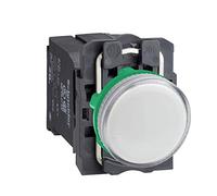 Schneider Electric Pilot light, Harmony XB5, white complete Ø22 mm plain lens with BA9s bulb 220...240 V