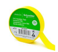 Schneider Electric Premium PVC Electrical Tape Yellow 19mm x 20m - Fire Retardant Insulation Tape for Wiring, Repairs & Cable Protection - Electrical Maintenance (IMT38201). 1 x Roll.