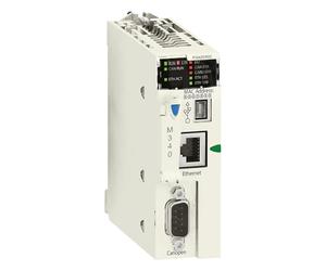 Schneider Electric processor, Modicon M340, max 1024 discrete, 256 analog IO, CANopen, Ethernet