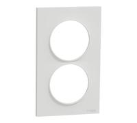 Schneider Electric S520714 Odace Styl, Double Finishing Plate, 2 Vertical Holders, Clip, White Odace Styl, White Plate 2 Vertical Spacing 57 mm