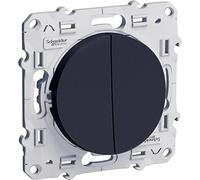 Schneider Electric S540216 Odace Dual Push Button 10 AX, Anthracite Odace, Double Push Anthracite, Screw Connection, Quick Connect