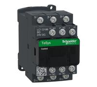 Schneider Electric TeSys Deca contactor,3P(3NO),AC-3/AC-3e,=440V 18A,24V DC coil,lug-rings,LC1D186BD