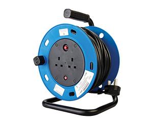 Schneider Electric Thorsman - 4 Socket Extension Lead Reel, 25m, 13A, 240V, with Safety Cut Out Switch, Open Cable Reel, JJR42513