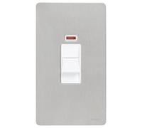 Schneider USFP 50A 2G Switched & Neon White Insert Stainless Steel - GU4421WSS