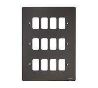 Schneider Electric Ultimate Flat Plate - 12 Gang Grid Faceplate, with Mounting Frame, GUG12GBN, Black Nickel