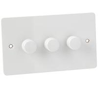 Schneider Electric Ultimate Flat Plate - 3 Gang 2 Way Dimmer Light Switch, Main & Low Voltage, 250W/VA, GU6232CPW, Painted White