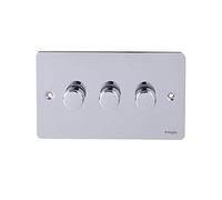 Schneider Electric Ultimate Flat Plate - 3 Gang 2 Way Dimmer Light Switch, Main & Low Voltage, 250W/VA, GU6232CPC, Polished Chrome
