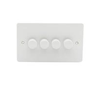 Schneider Electric Ultimate Flat Plate - 4 Gang 2 Way LED Dimmer Light Switch, 75 W/VA, GU6242LMPW, Painted White