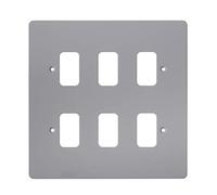 Schneider Electric Ultimate Flat Plate - 6 Gang Grid Faceplate, with Mounting Frame, GUG06GPW, White