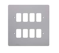 Schneider Electric Ultimate Flat Plate - 8 Gang Grid Faceplate, with Mounting Frame, GUG08GPW, White