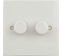 Schneider Electric Ultimate Flat Plate - Double 2 Way Dimmer Light Switch, Main & Low Voltage, 250W/VA, GU6222CPW, Painted White