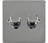 Schneider Electric Ultimate Flat Plate - Double 2 Way Dimmer Light Switch, Main & Low Voltage, 250W/VA, GU6222CPC, Polished Chrome
