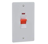 Schneider Electric Ultimate Flat Plate - Double Control Switch with Neon Indicator, Double Pole, 50AX, GU4221WPW, Painted White with White Insert