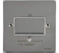 Schneider Electric Ultimate Flat Plate - Single Fan Isolator Switch, 3 Pole, 16AX, GU1213WPC, Polished Chrome with White Insert